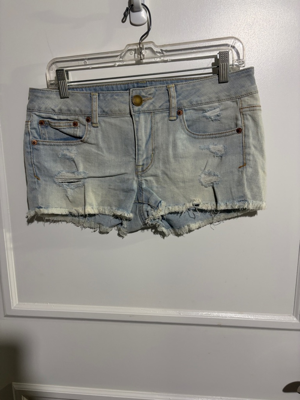 American Eagle Outfitters Light Blue Distressed Denim Shorts